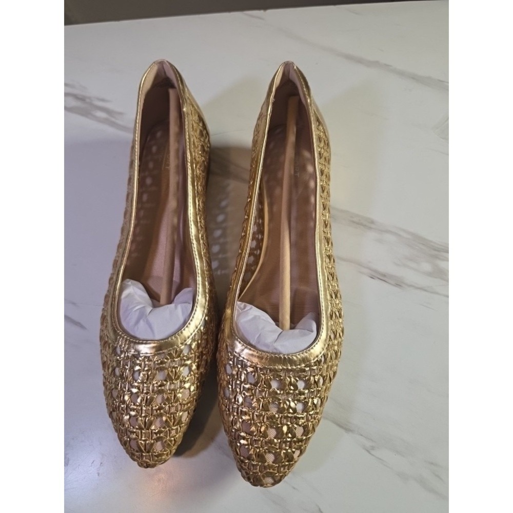 Rockport Gold Metallic Woven Flats Size 7.5M New without Box